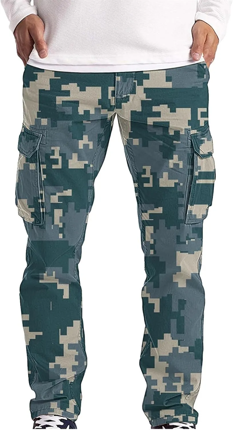 Camo Cargo Pants for Men Waterproof Outdoor Work Pants Construction Flex Tactical Pants Multi Pockets Hiking Pants