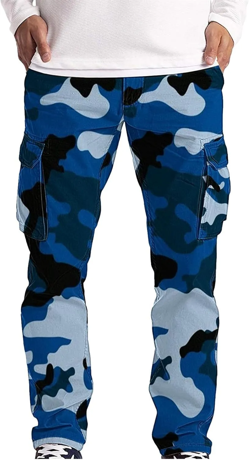 Camo Cargo Pants for Men Waterproof Outdoor Work Pants Construction Flex Tactical Pants Multi Pockets Hiking Pants