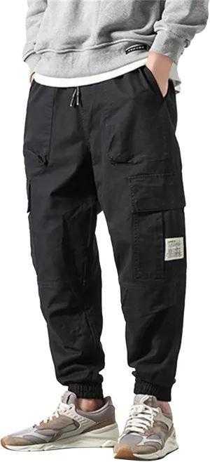 Cargo Pants for Men Slim Fit Elastic Waisted Summer Outfits Casual Outdoor Sports Trousers with Pockets