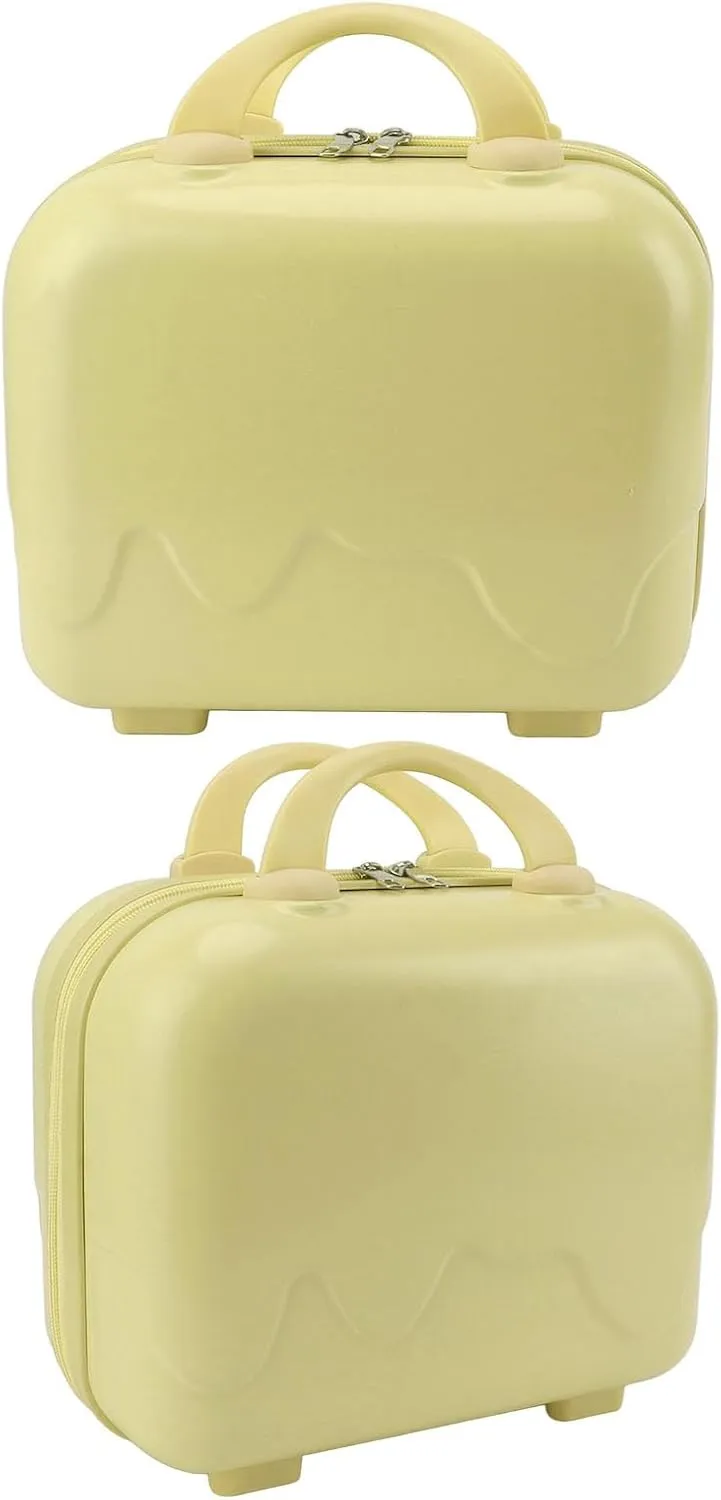 Carry On Luggage, Lightweight Travel Cosmetic Case 14 Inch Large Capacity Anti Scratch for Train (Yellow)