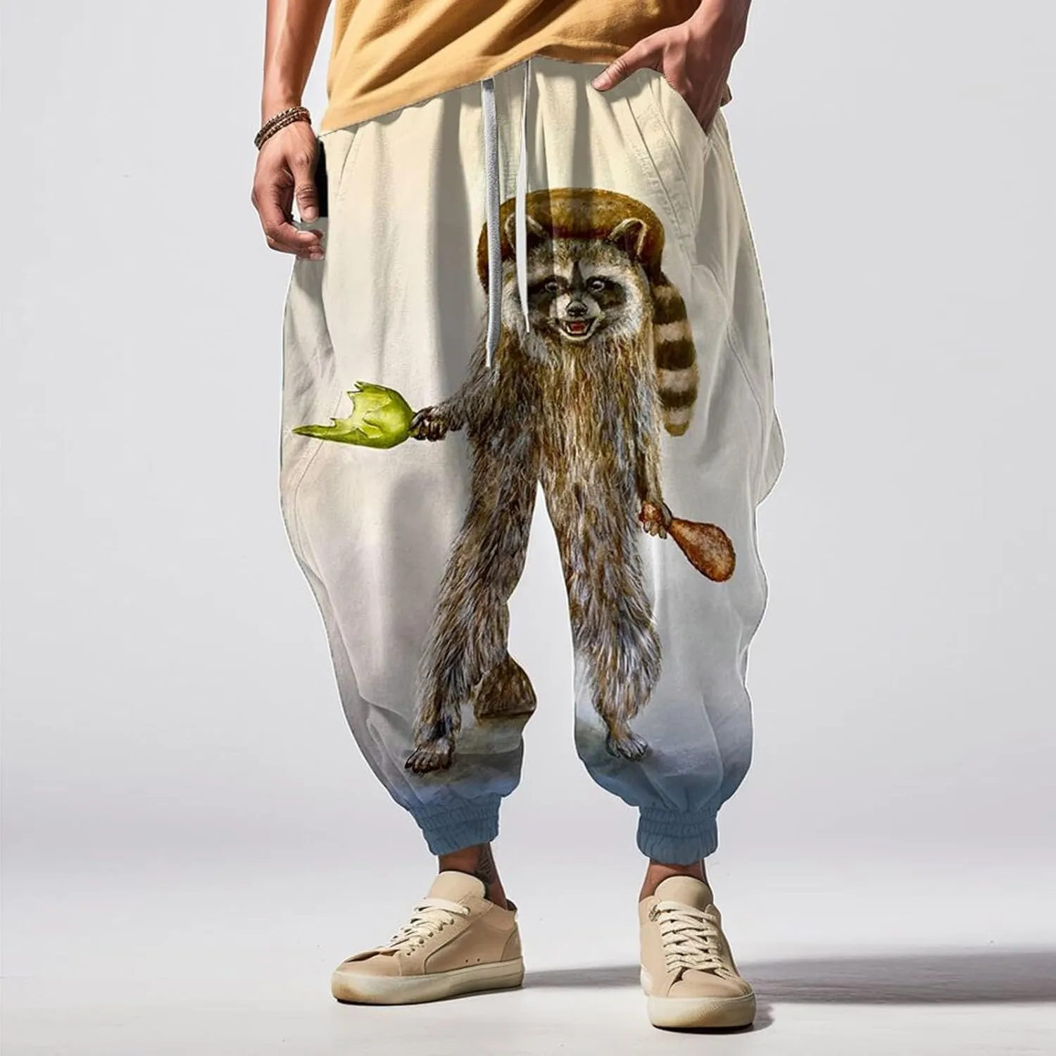 Casual Baggy Cotton Drawstring Tapered Sweatpants Sweatpants Mens Sweatpants with Pockets Black Harem Pants