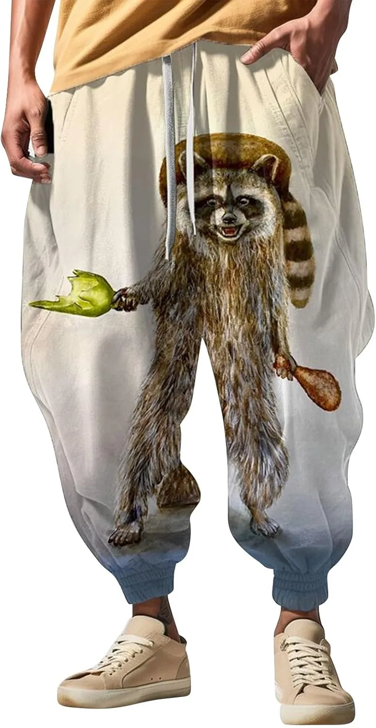 Casual Baggy Cotton Drawstring Tapered Sweatpants Sweatpants Mens Sweatpants with Pockets Black Harem Pants