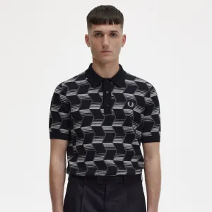 Chevron Stripe Knitted Shirt (Black)