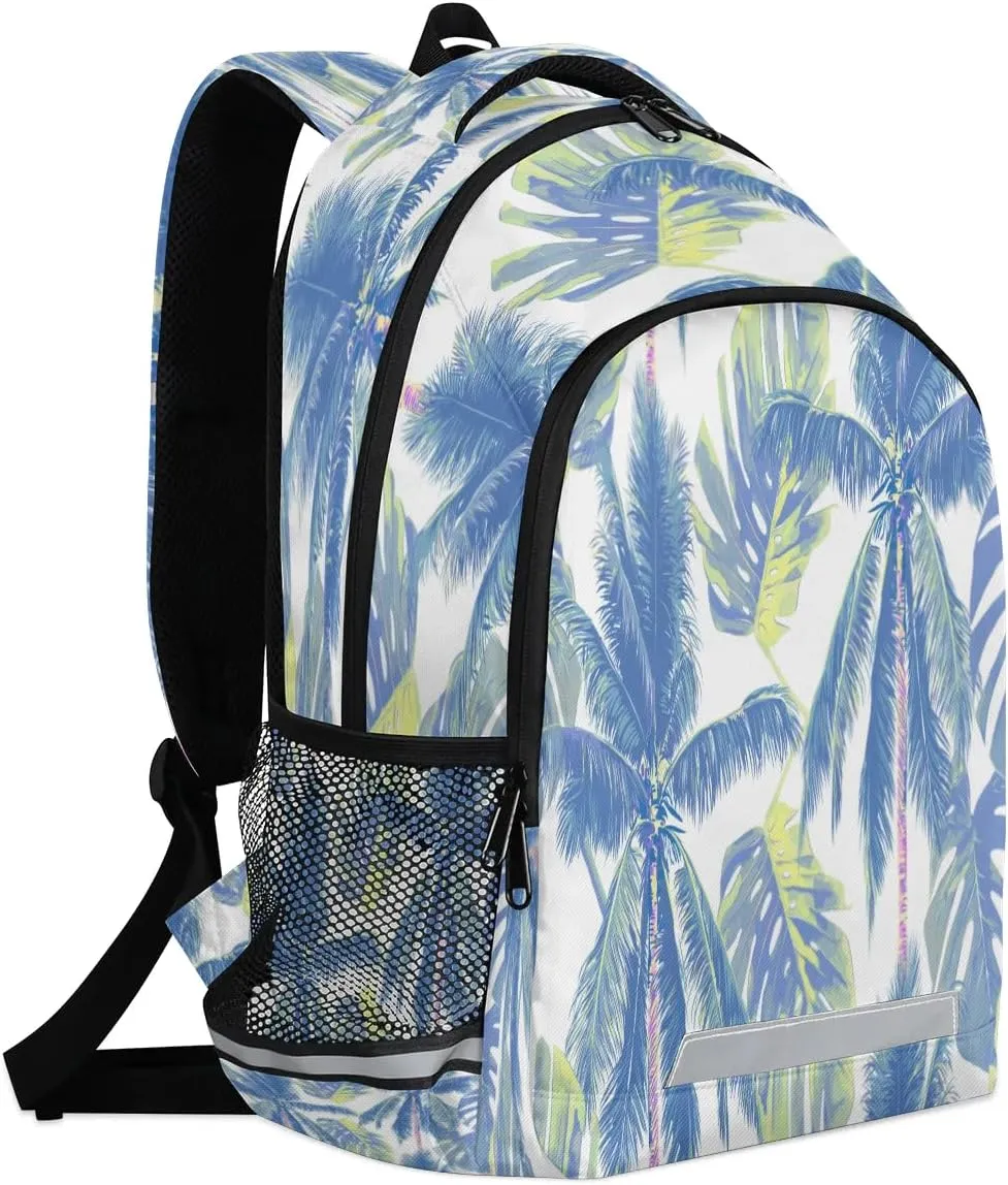 Coconut Palm Leafs Laptop Backpack Lightweight College Backpack with Reflective Strip for Men Women Adult Casual Travel Hiking Gym Work Daypack
