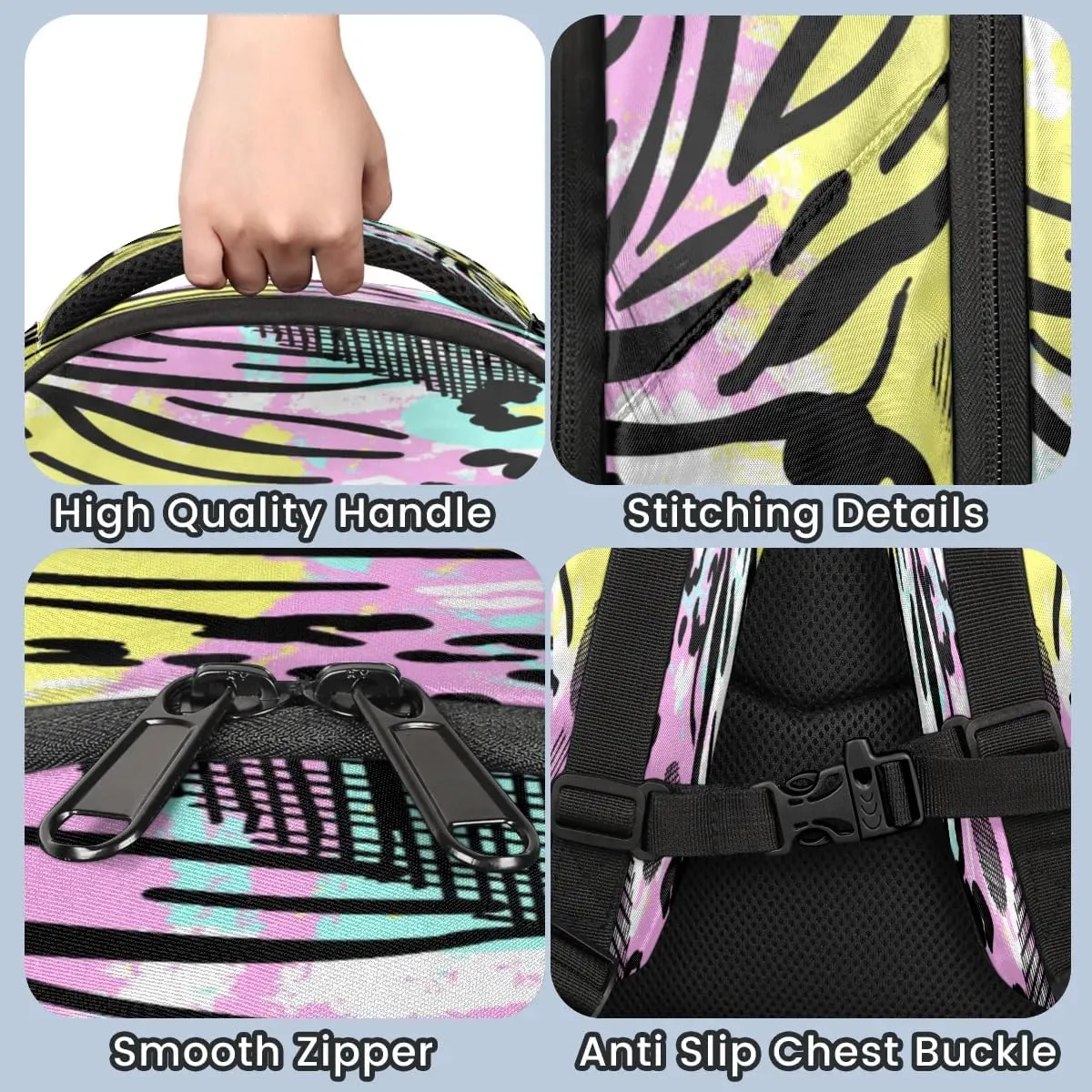 Colored Leopard Print Laptop Backpack Lightweight College Backpack with Reflective Strip for Men Women Adult Casual Travel Hiking Gym Work Daypack