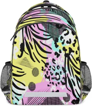 Colored Leopard Print Laptop Backpack Lightweight College Backpack with Reflective Strip for Men Women Adult Casual Travel Hiking Gym Work Daypack
