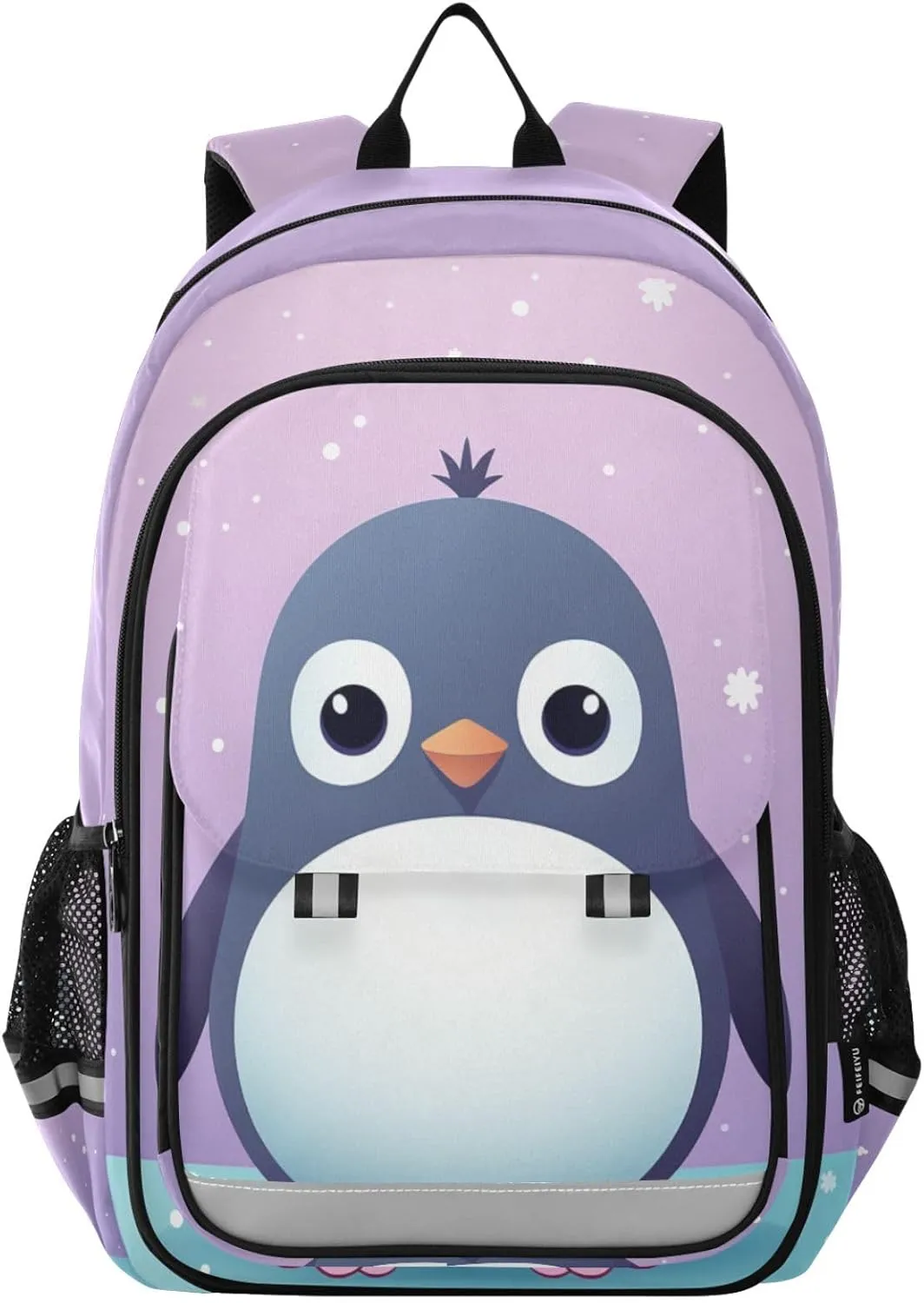 Cool Penguin Backpack Kids School Bag Lightweight Laptop Backpack Elementary Capacity Student Bookbags for Travel Daypack with Reflective Stripes