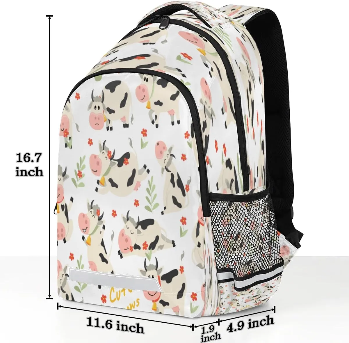 Cow Mood Laptop Backpack Lightweight College Backpack with Reflective Strip for Men Women Adult Casual Travel Hiking Gym Work Daypack