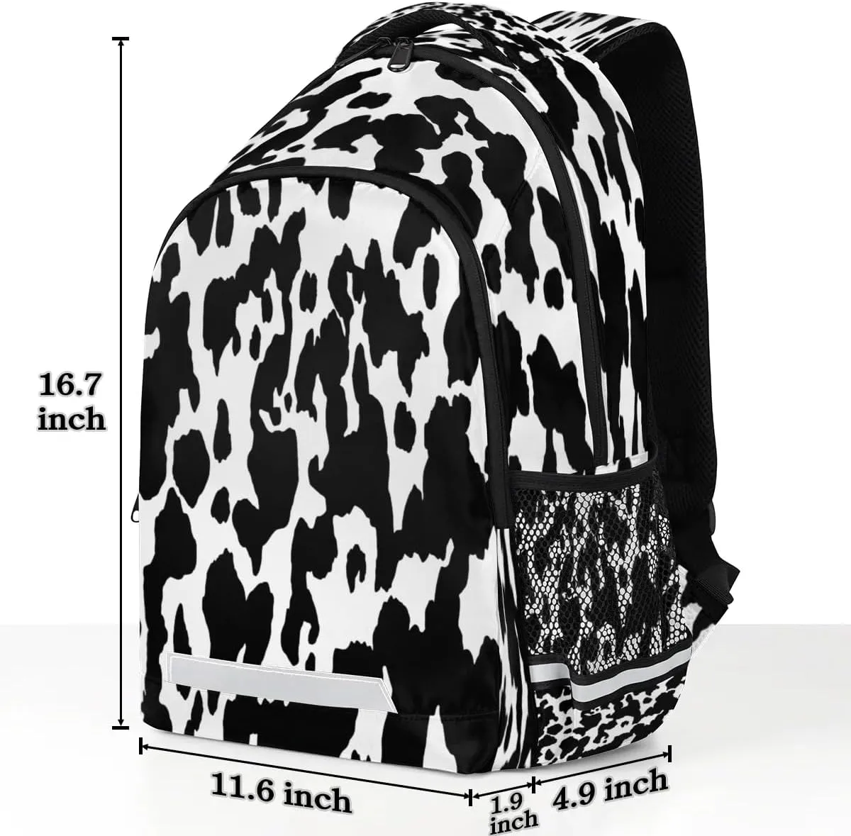 Cow Skin Pattern Laptop Backpack Lightweight College Backpack with Reflective Strip for Men Women Adult Casual Travel Hiking Gym Work Daypack