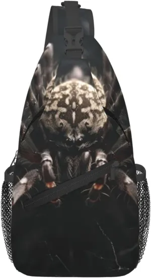 Cross Chest Bag for Men Women Crossbody Backpack Scary Spider Sling Bag Travel Hiking Daypack