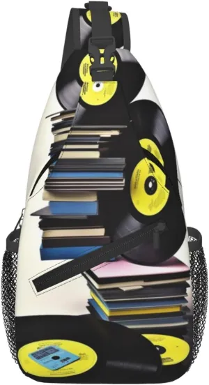 Cross Chest Bag for Men Women Crossbody Backpack Vinyl Records and Tapes Sling Bag Travel Hiking Daypack