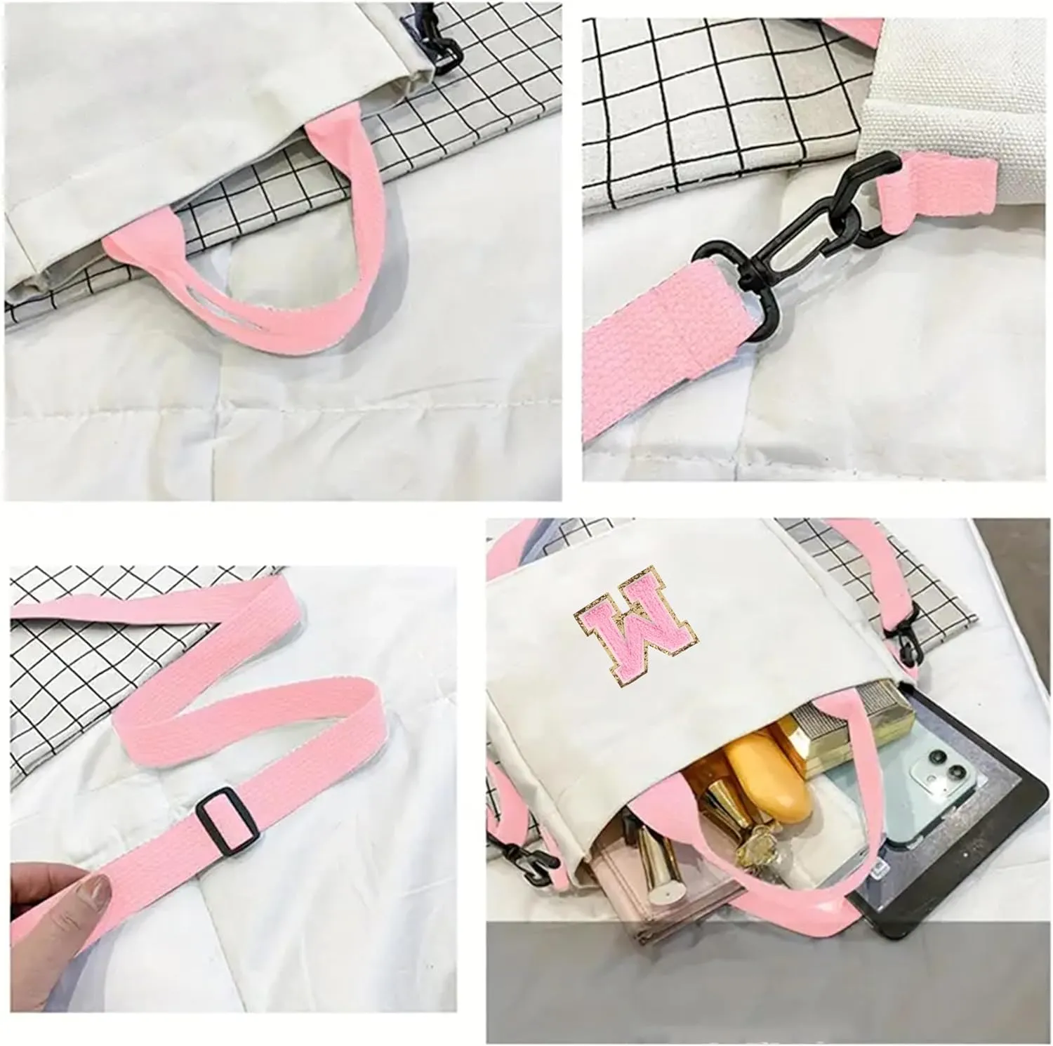 Crossbody Bag for Girls Initial Canvas Travel Messenger Bag Letter Birthday Present Teen Girls Holiday Present