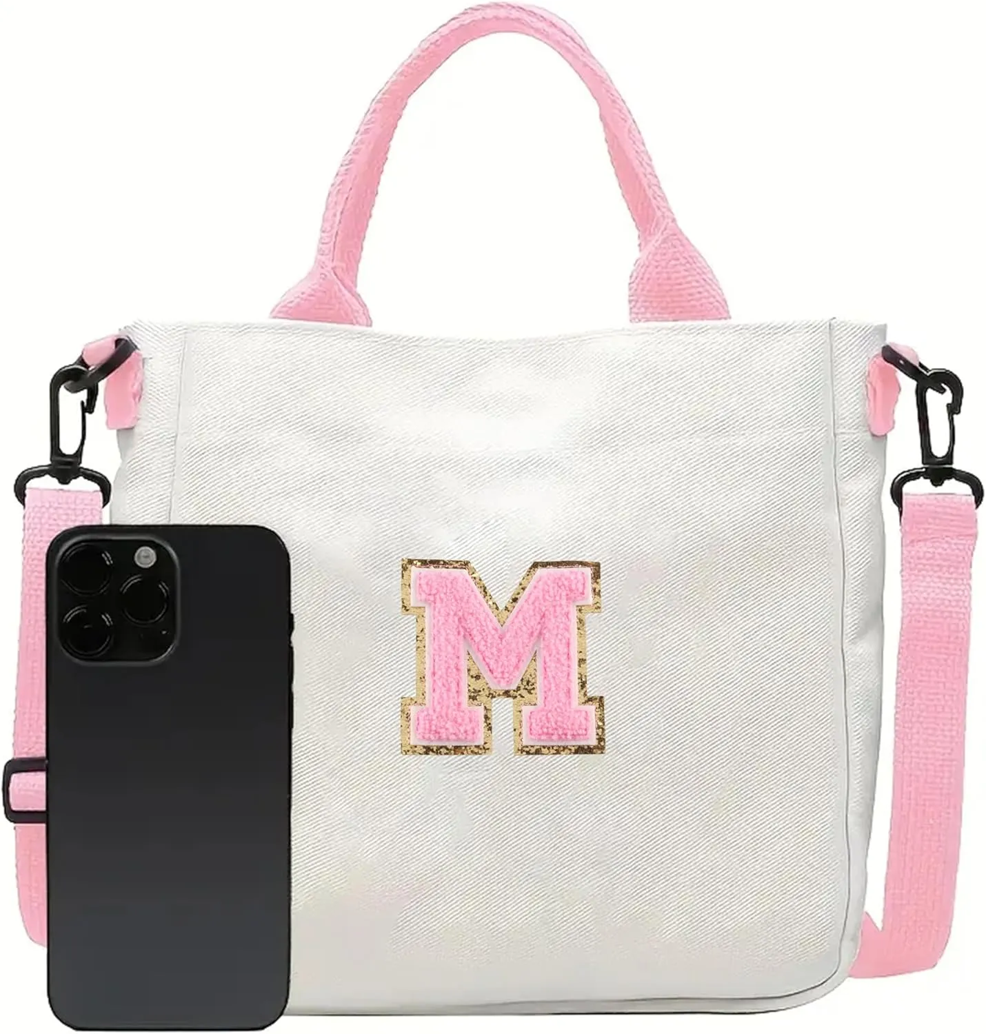 Crossbody Bag for Girls Initial Canvas Travel Messenger Bag Letter Birthday Present Teen Girls Holiday Present