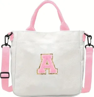 Crossbody Bag for Girls Initial Canvas Travel Messenger Bag Letter Birthday Present Teen Girls Holiday Present