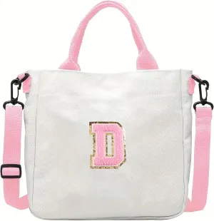 Crossbody Bag for Girls Initial Canvas Travel Messenger Bag Letter Birthday Present Teen Girls Holiday Present