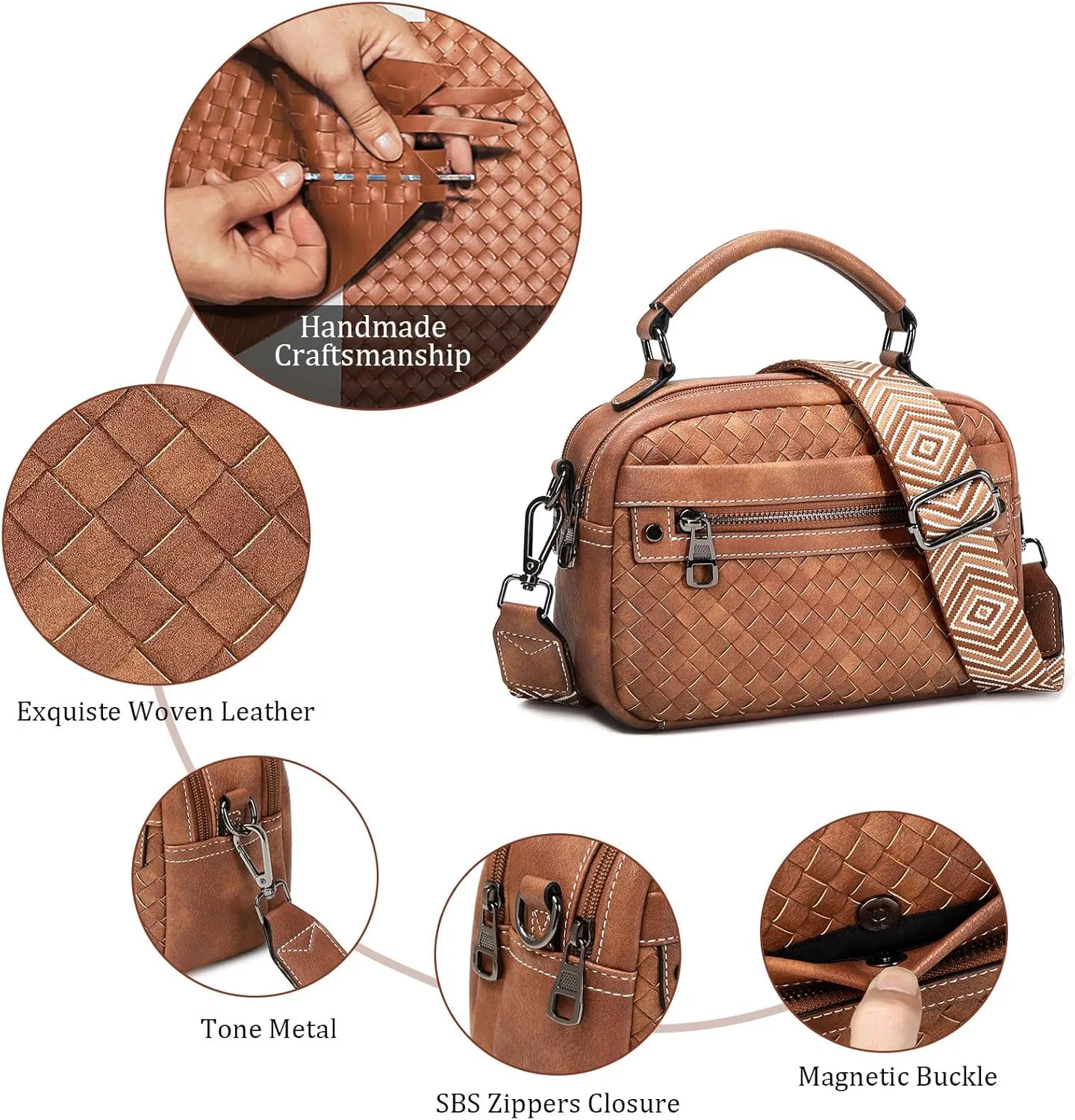 Crossbody Bags for Women Vegan Leather Shoulder Handbags Small Cross Body Purses for Women Trendy with Wide Strap