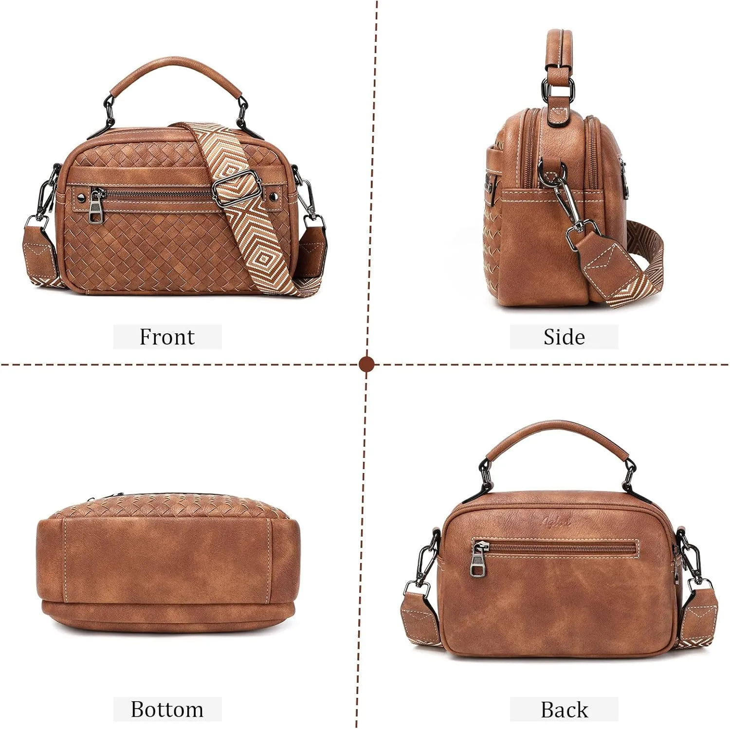 Crossbody Bags for Women Vegan Leather Shoulder Handbags Small Cross Body Purses for Women Trendy with Wide Strap