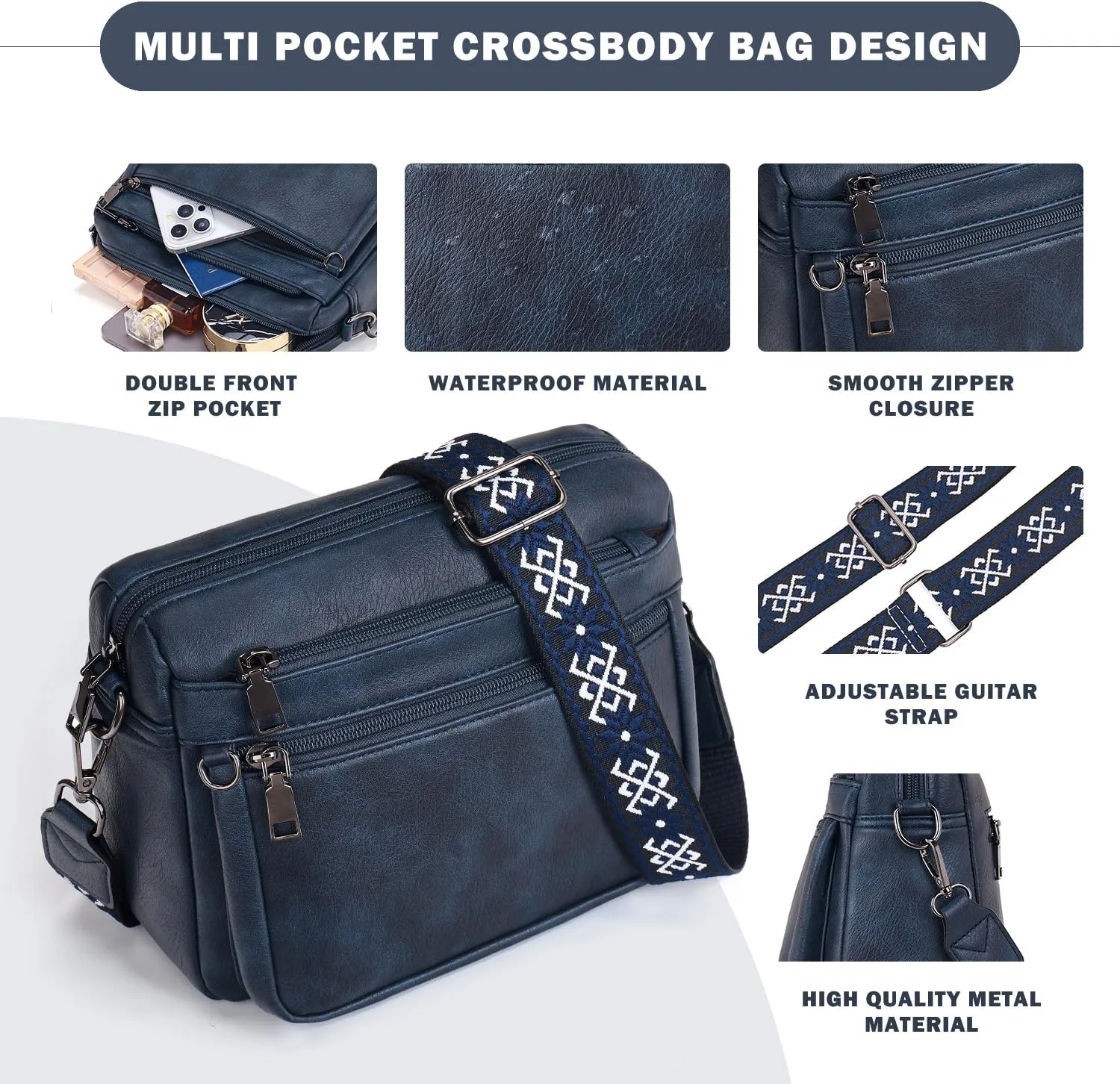 Crossbody Purses for Women Trendy,Vegan Leather Crossbody Bags,Cell Phone Camera Shoulder Handbags with Card Slots