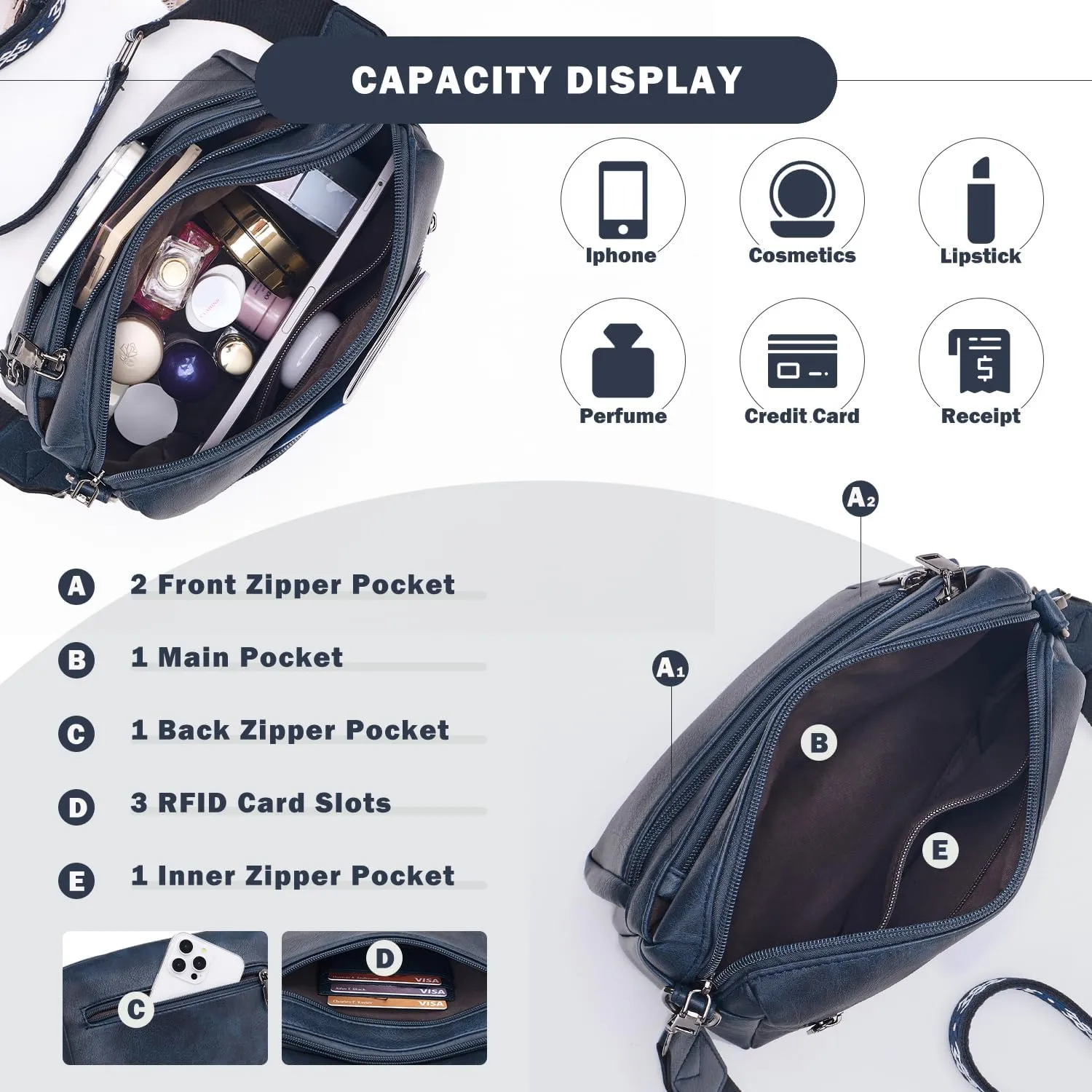 Crossbody Purses for Women Trendy,Vegan Leather Crossbody Bags,Cell Phone Camera Shoulder Handbags with Card Slots