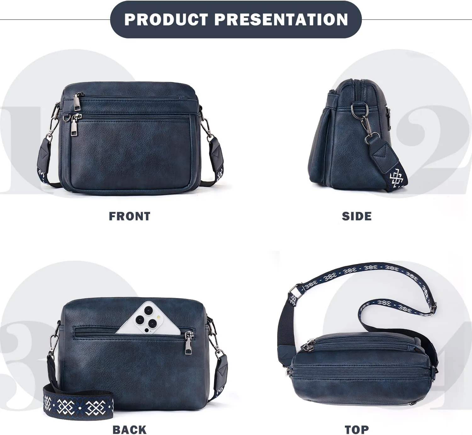Crossbody Purses for Women Trendy,Vegan Leather Crossbody Bags,Cell Phone Camera Shoulder Handbags with Card Slots