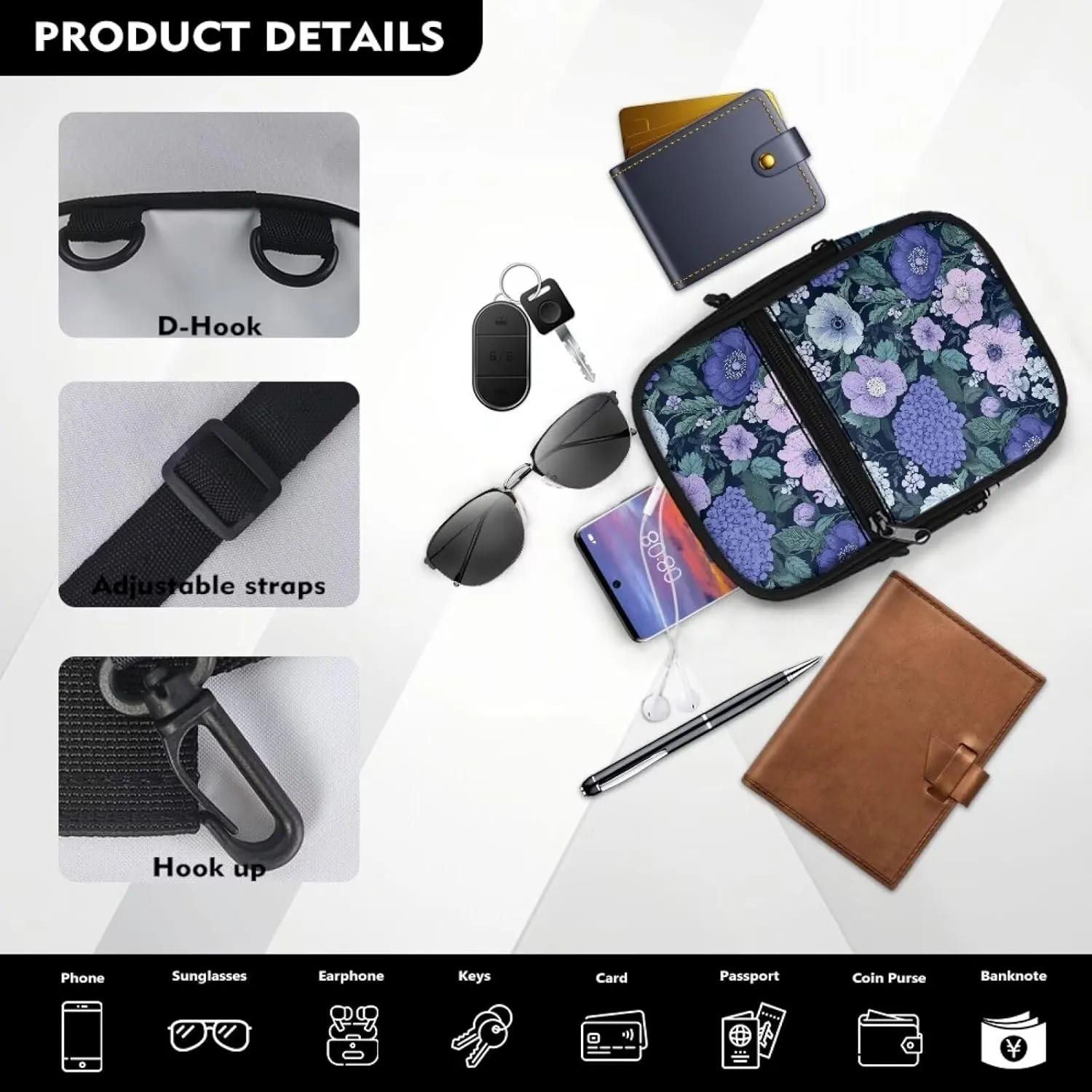 Crossbody Sling Bags Multiple Ways to Carry Fashion Waist Packs, Crossbody Bags, Belt Bag with Adjustable Strap