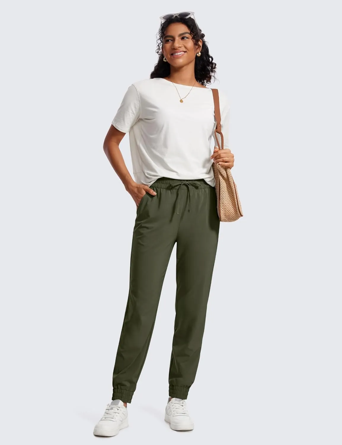 CRZ YOGA Lightweight Joggers for Women Workout Athletic Casual Lounge Travel Pants with Pockets Summer