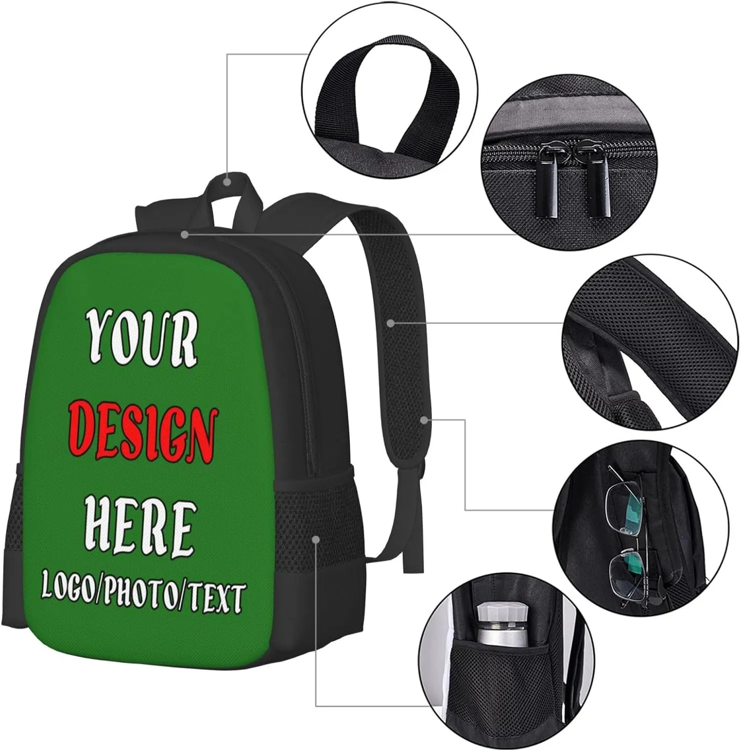 Customized Backpacks For Mens Womens,With Photo Text Customize Laptop Backpack Casual Travel Backpack