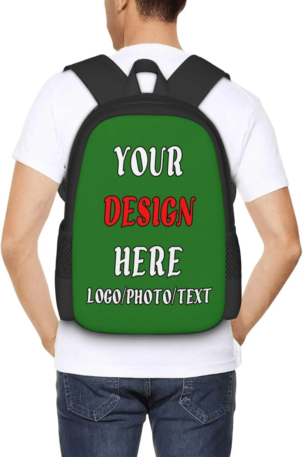 Customized Backpacks For Mens Womens,With Photo Text Customize Laptop Backpack Casual Travel Backpack