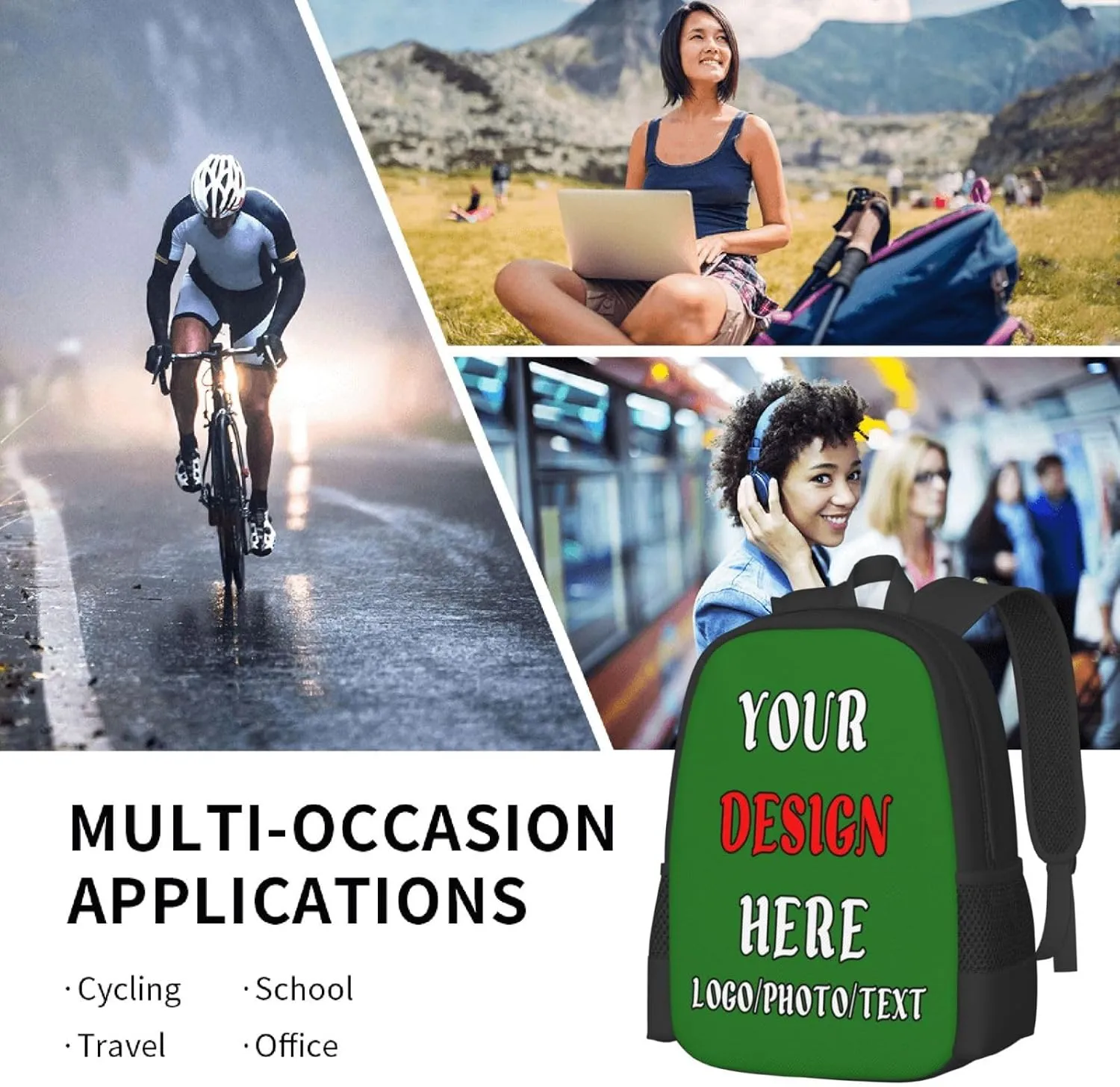 Customized Backpacks For Mens Womens,With Photo Text Customize Laptop Backpack Casual Travel Backpack