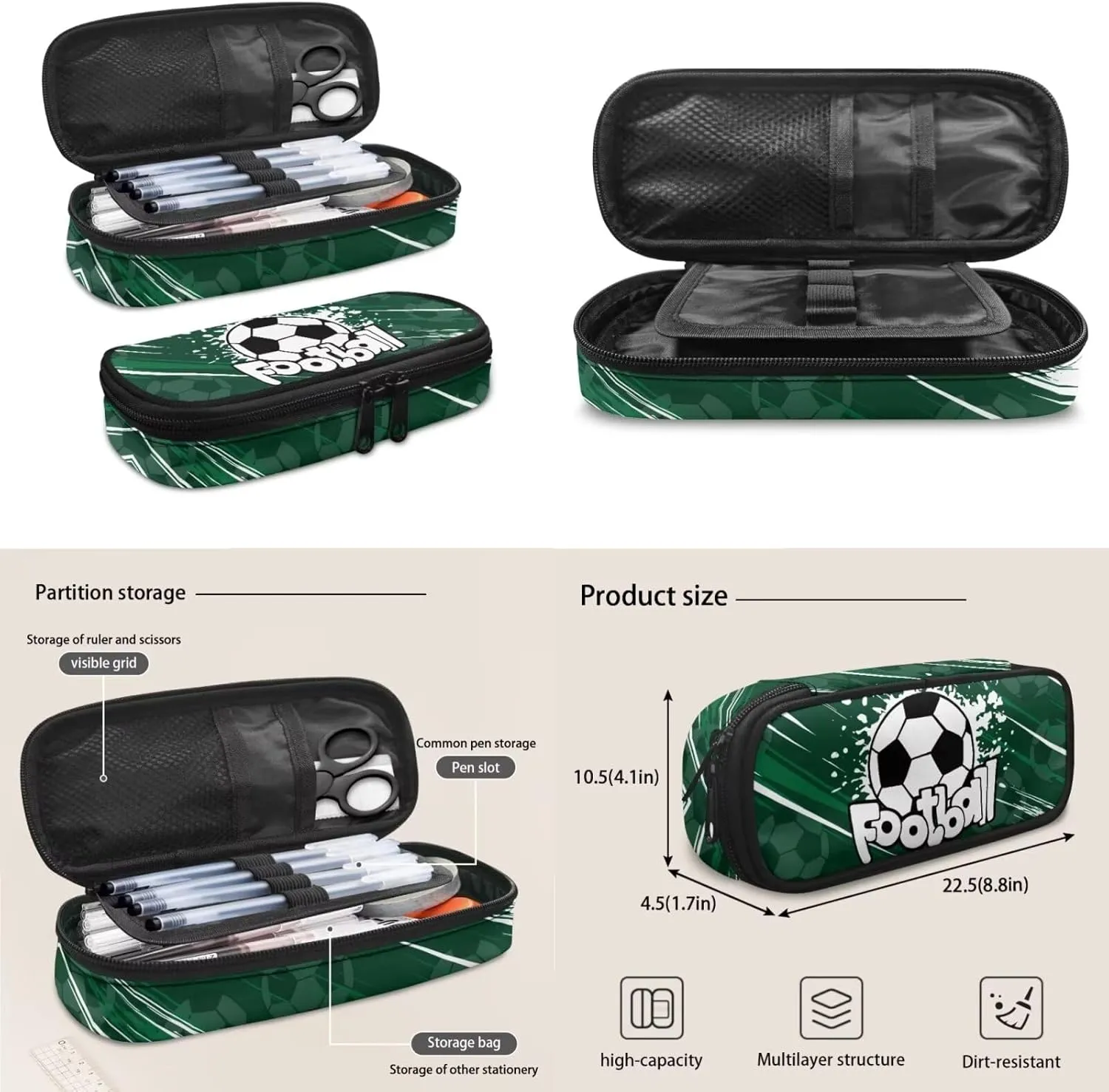 Cute Football Kids' Backpacks & Lunch Boxes School Bag for Girls Kids Backpacks Boys School Bag for Teenage Girls Lunch Bags for School Insulated Pencil Box Bottle Cooler Bag