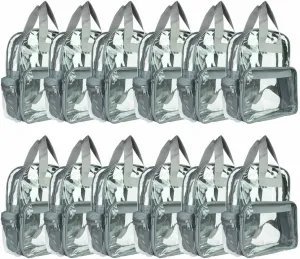 DALIX Clear Backpack for School Transparent Bags Girls Boys Light Gray 12 Pack