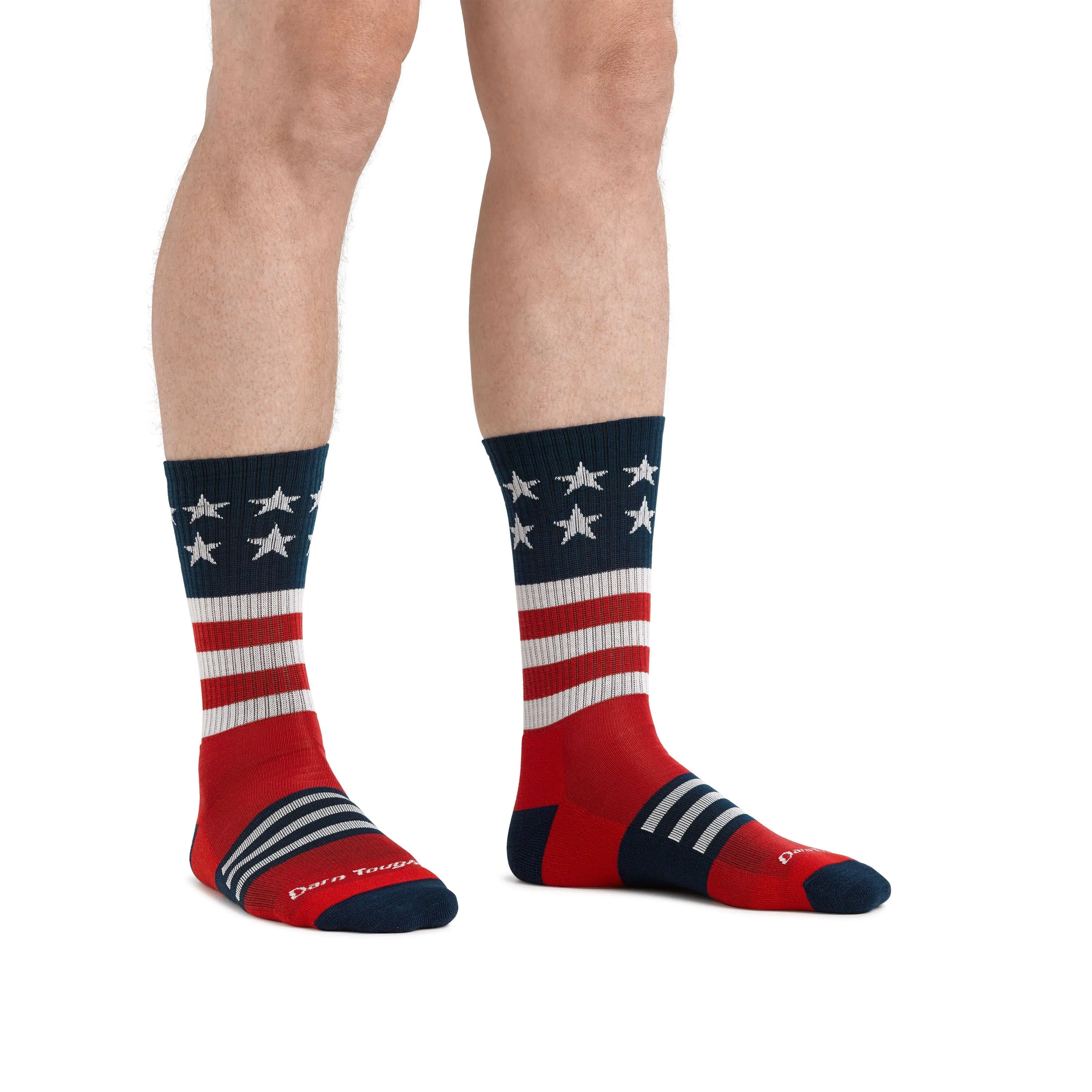 Darn Tough Men's Hiker Captain Stripe Micro Crew Lightweight with Cushion stars and stripes