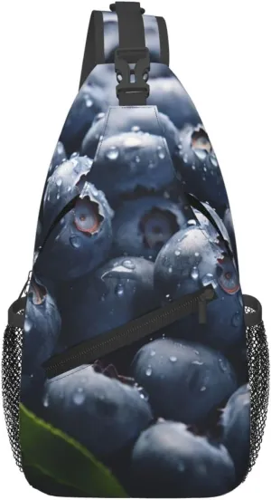 Delicious Blueberry Cross Chest Bag Diagonally Sling Backpack Outdoor Travel Cycling Bag for Men Women