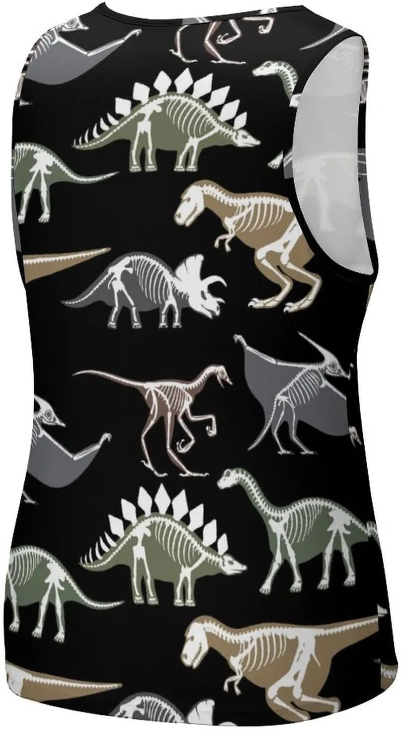 Dinosaurs Bone Men's Tank Tops Summer Sleeveless T-Shirts Gym Workout Tee Casual Beach Tee