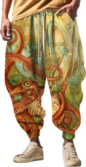 Drawstring Elastic Waist Baggy Sweatpants Trousers Sweatpants Men Hippie Harem Pants Boho Pants