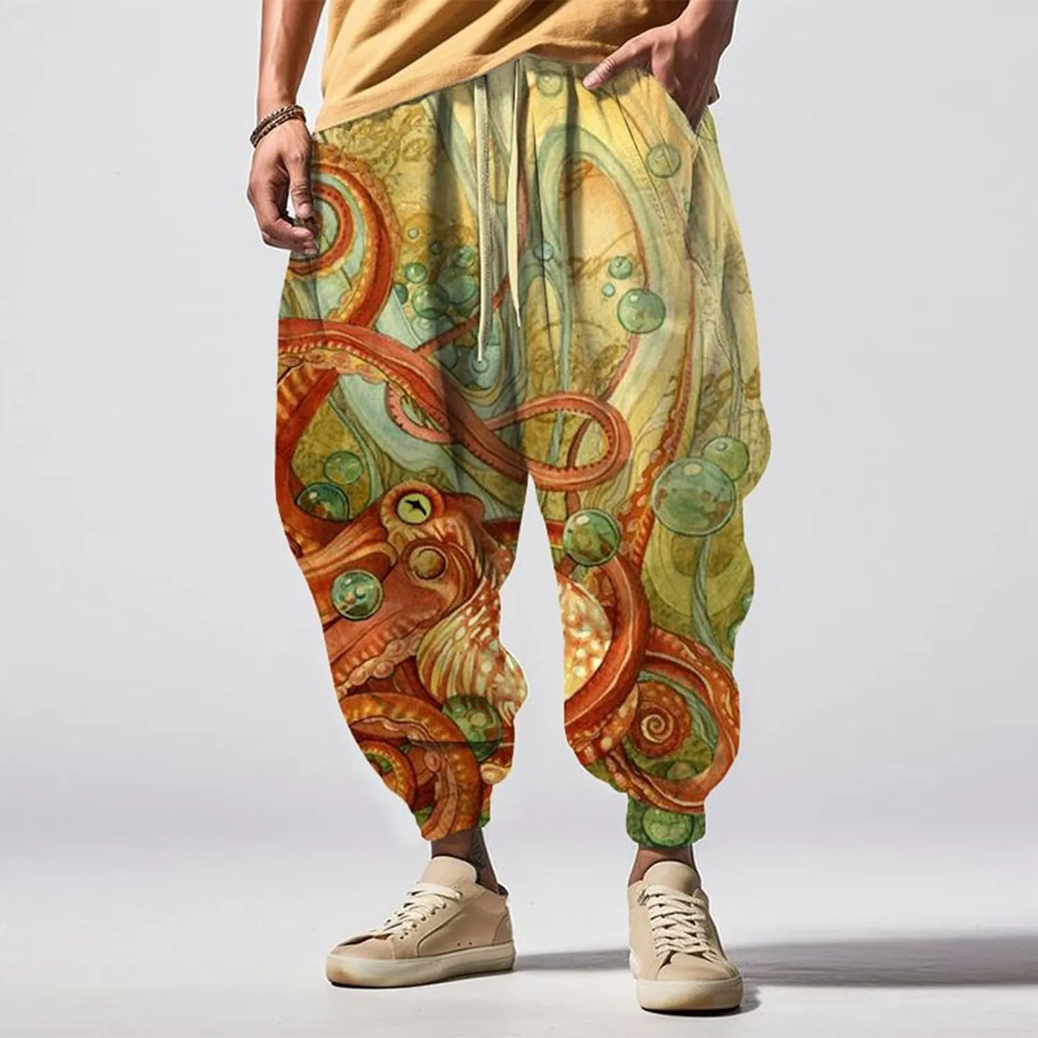 Drawstring Elastic Waist Baggy Sweatpants Trousers Sweatpants Men Hippie Harem Pants Boho Pants