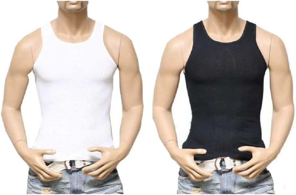 elpishop T-Shirts Tank Top Mens 100% Cotton A-Shirt Ribbed Undershirt Size M