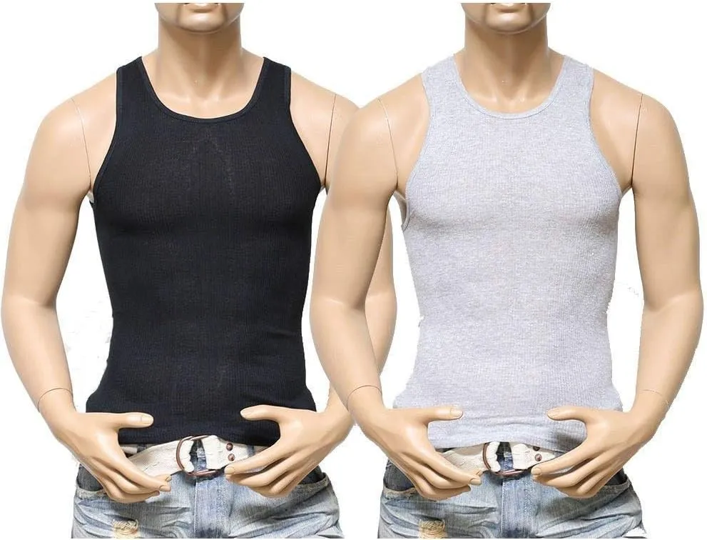 elpishop T-Shirts Tank Top Mens 100% Cotton A-Shirt Ribbed Undershirt Size M