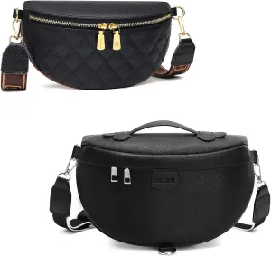 Eslcorri Crossbody Bags for Women - Fashion Sling Purse Shoulder Bag Fanny Pack Leather Causal Chest Bum Bag Backpack with Adjustable Wide Strap for Workout Traveling Running Shopping