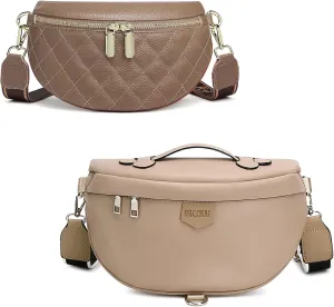 Eslcorri Crossbody Bags for Women - Fashion Sling Purse Shoulder Bag Fanny Pack Leather Causal Chest Bum Bag Backpack with Adjustable Wide Strap for Workout Traveling Running Shopping