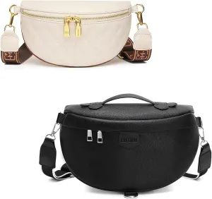 Eslcorri Crossbody Bags for Women - Fashion Sling Purse Shoulder Bag Fanny Pack Leather Causal Chest Bum Bag Backpack with Adjustable Wide Strap for Workout Traveling Running Shopping