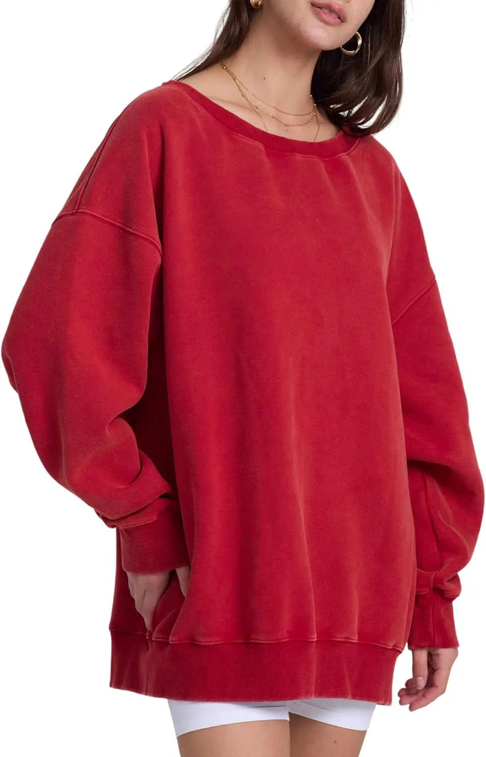 FAIABLE Womens Off-Shoulder Hoodie Heavyweight Hoodies Vintage Acid Wash Hoodie Fleece Hoodies for Women