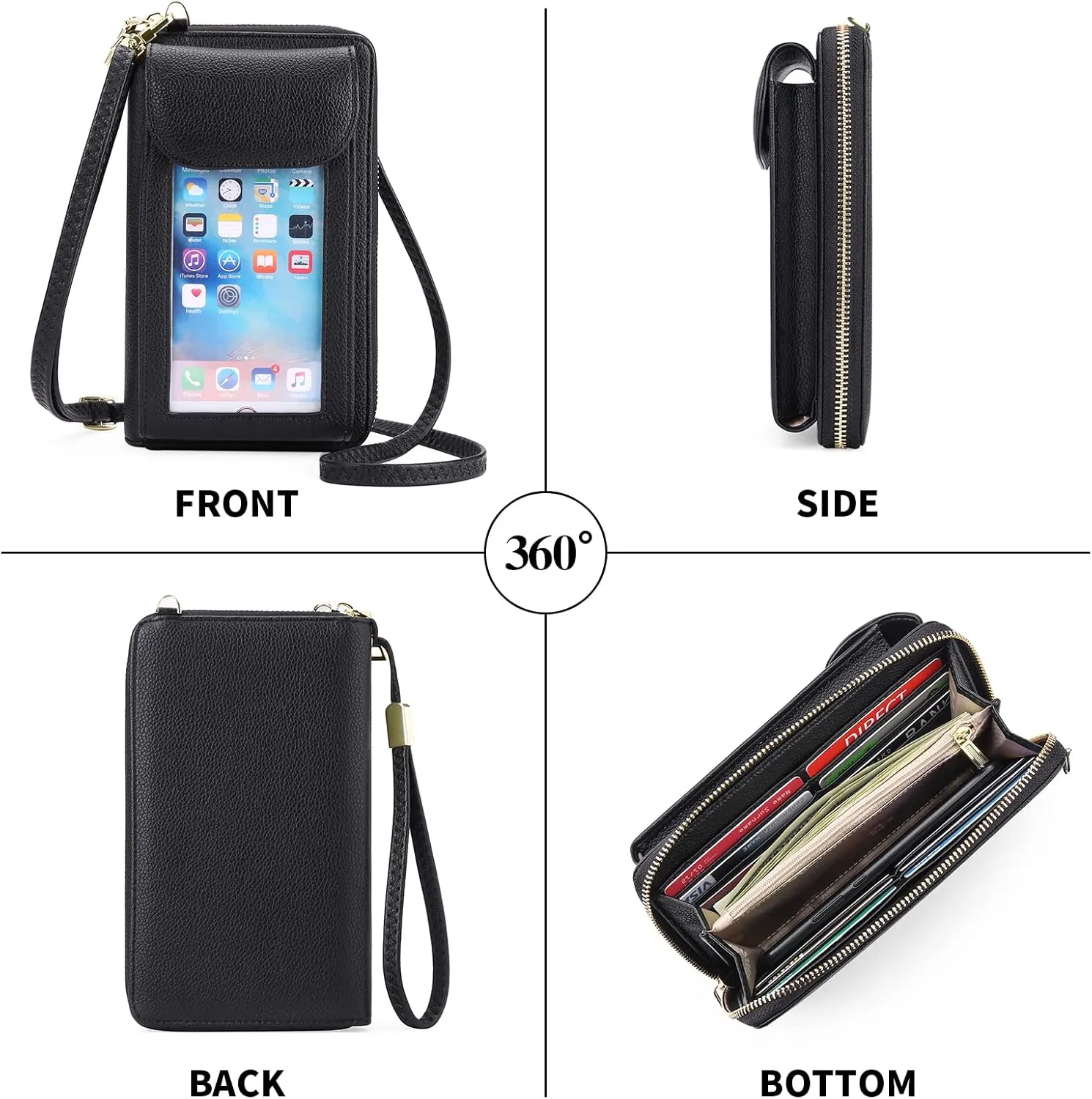 FALAN MULE Small Cell Phone Crossbody Bag Purse for Women, PU Leather Wallet Purse