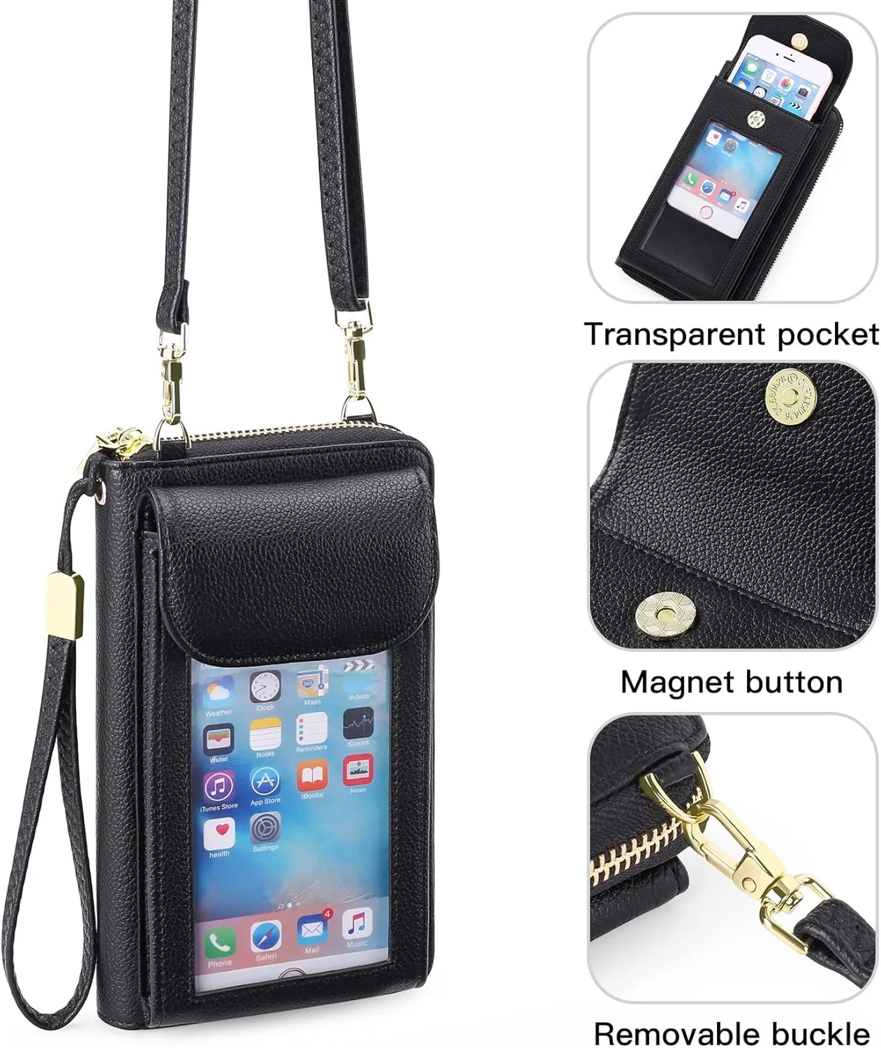FALAN MULE Small Cell Phone Crossbody Bag Purse for Women, PU Leather Wallet Purse