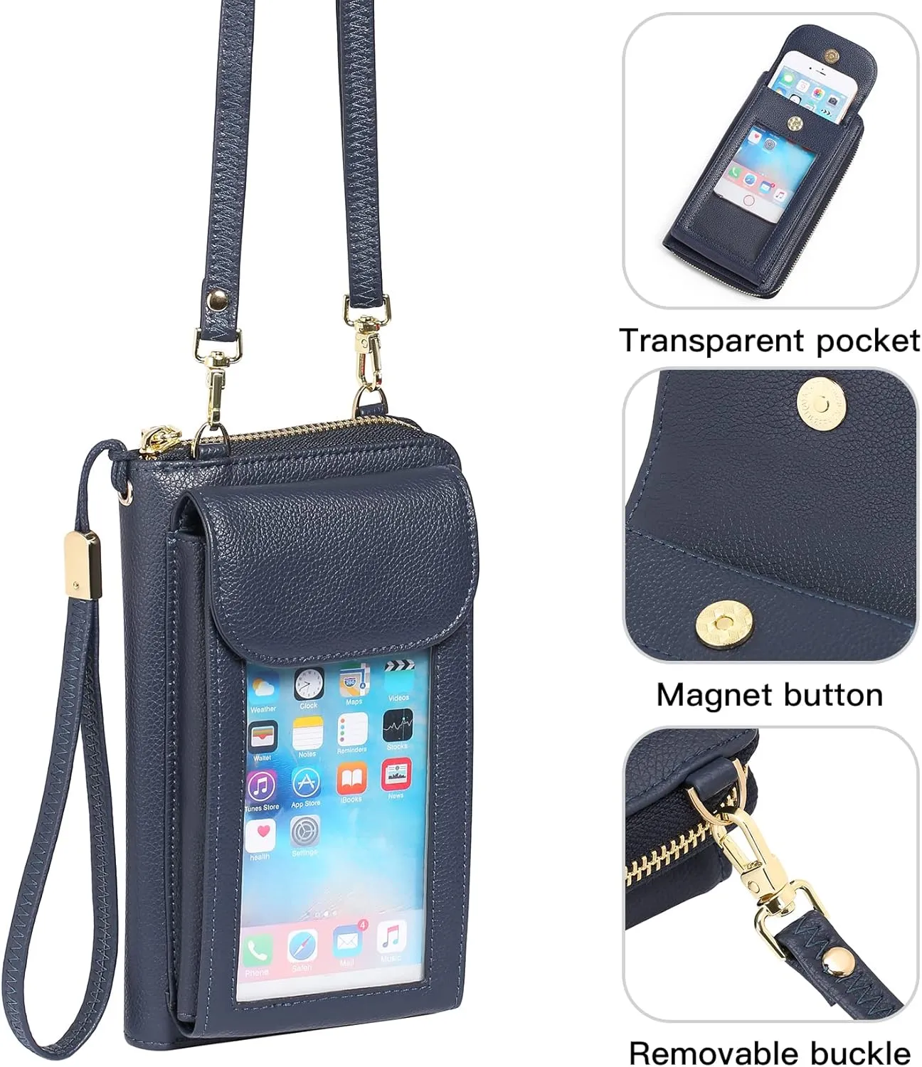 FALAN MULE Small Cell Phone Crossbody Bag Purse for Women, PU Leather Wallet Purse