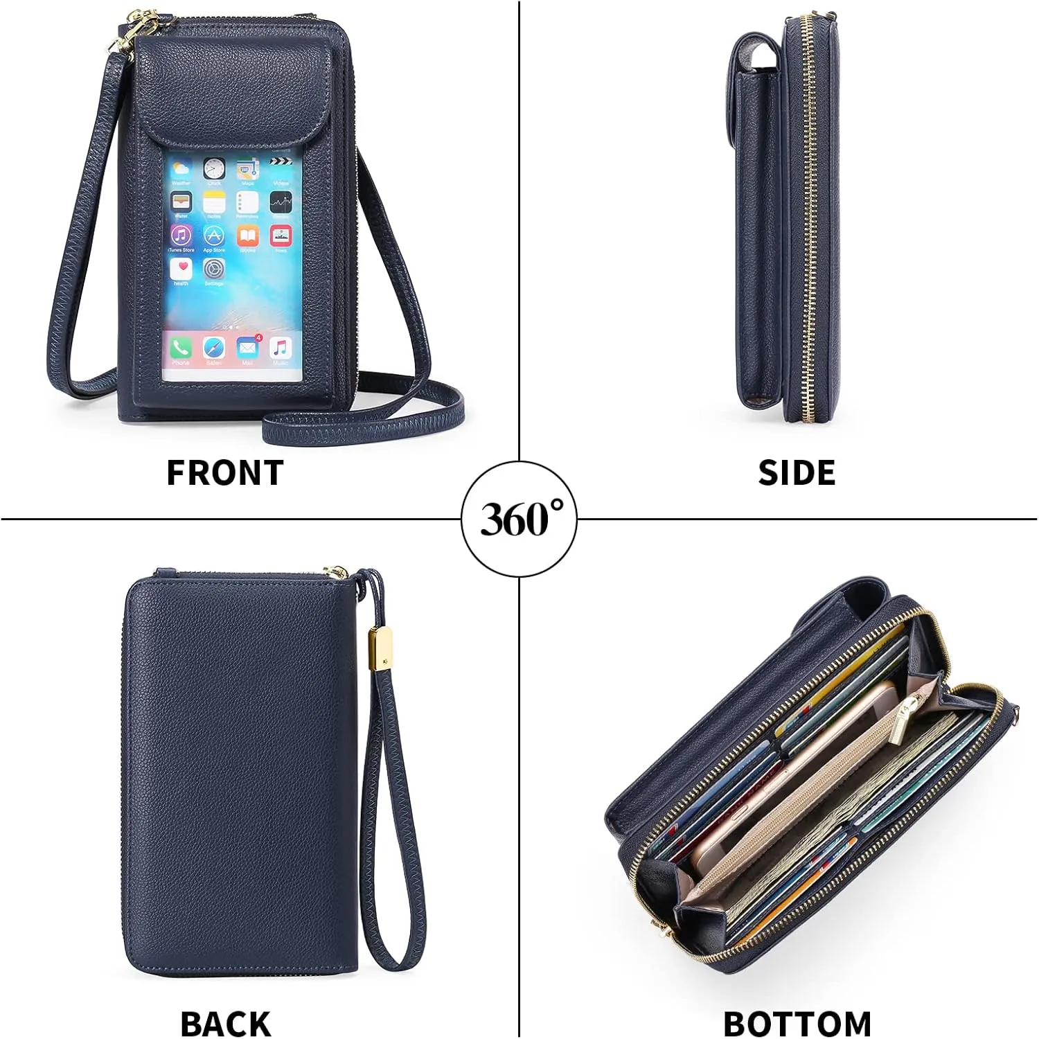 FALAN MULE Small Cell Phone Crossbody Bag Purse for Women, PU Leather Wallet Purse