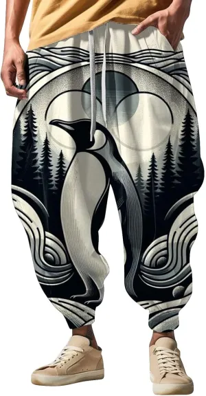 Fashion Solid Color Oversized Tapered Pants Casual Sweatpants Mens Cotton Harem Pants Cloak Kung Fu