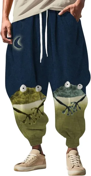Fashion Solid Color Oversized Tapered Pants Casual Sweatpants Mens Cotton Harem Pants Cloak Kung Fu