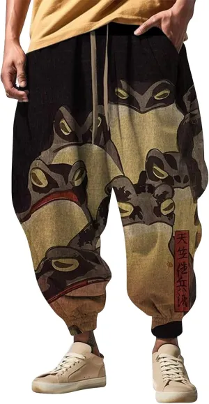 Fashion Solid Color Oversized Tapered Pants Casual Sweatpants Mens Cotton Harem Pants Cloak Kung Fu