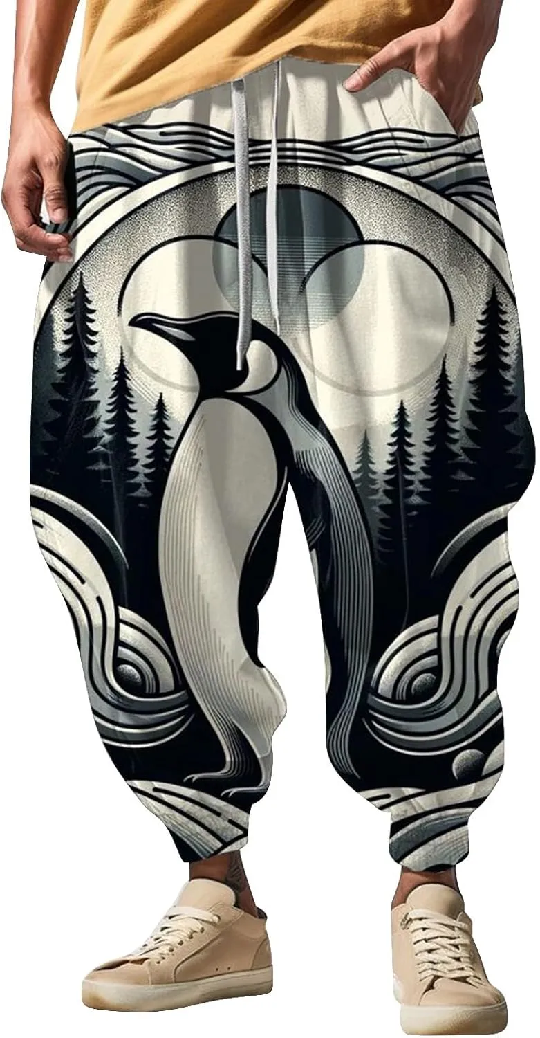 Fashion Solid Color Oversized Tapered Pants Casual Sweatpants Mens Cotton Harem Pants Cloak Kung Fu